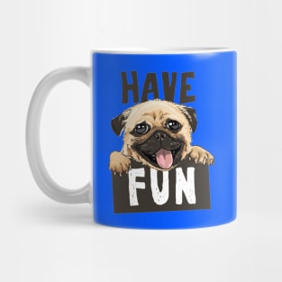 cute pug cartoon holding fun sign Mug